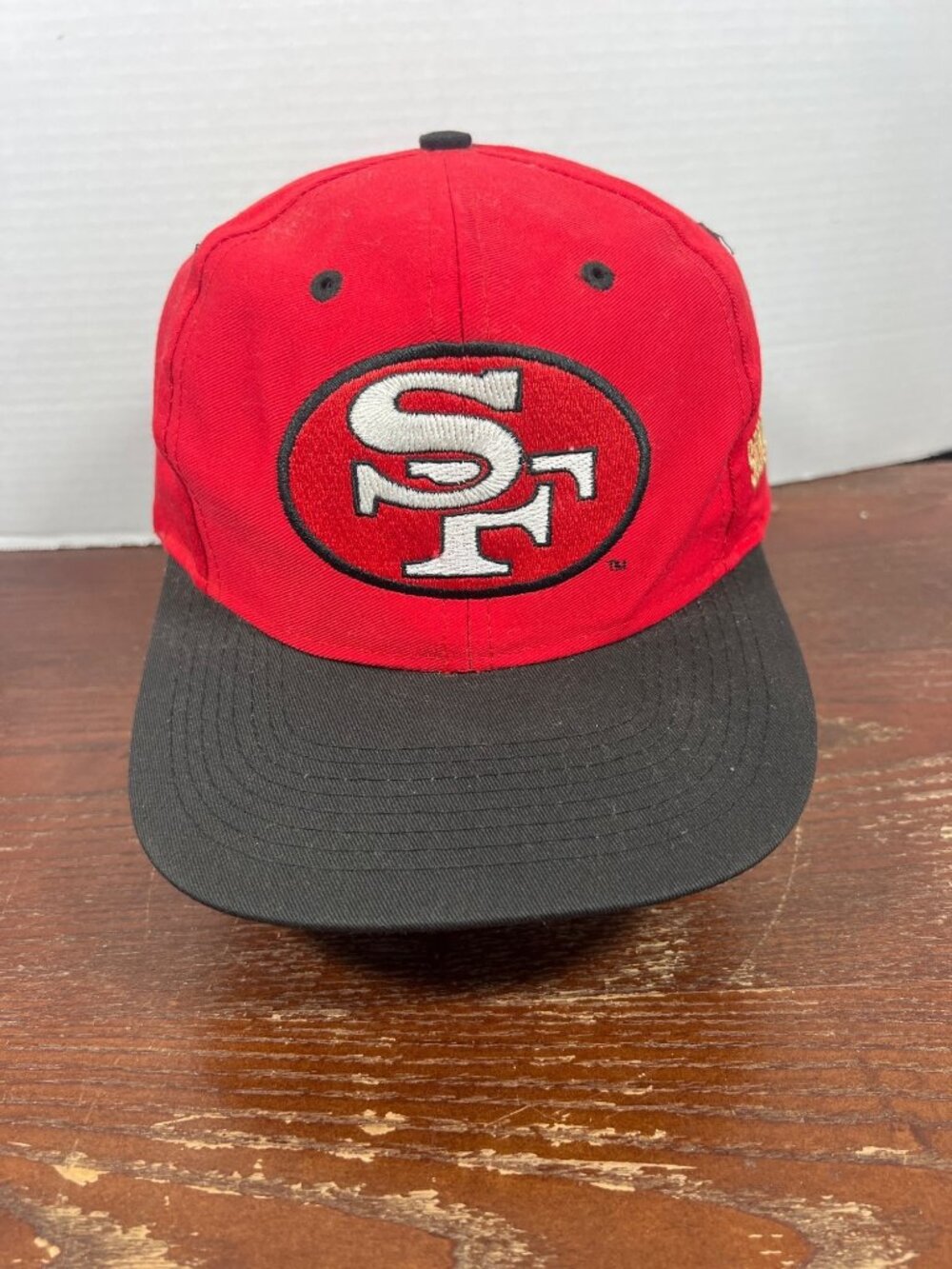 Vintage San Francisco 49ers Big Logo Snapback Hat By Competitor Red & Black H5
